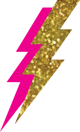 Double Lightening Bolt - Pink Gold Glitter